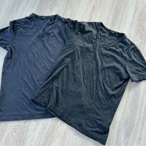 TWO Theory V-Neck cotton Mens T-Shirts Mediums casual luxe streetwear Navy, Gray